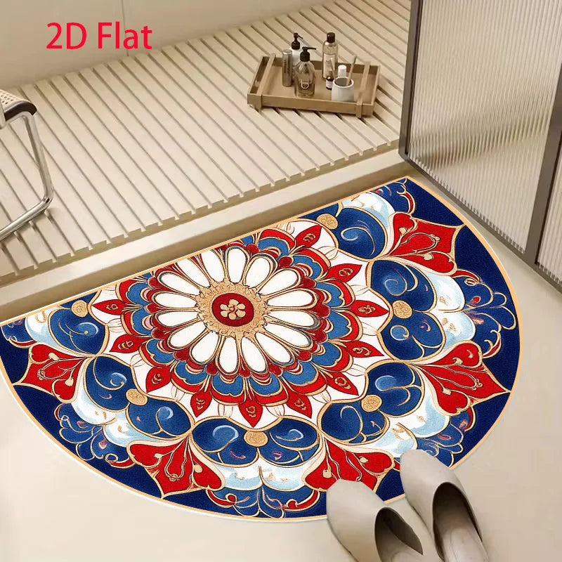tapis mosaïque floral antidérapant moderne bleu blanc rouge jauneintérieur extérieur 40x60cm 50x80cm 60x90cm