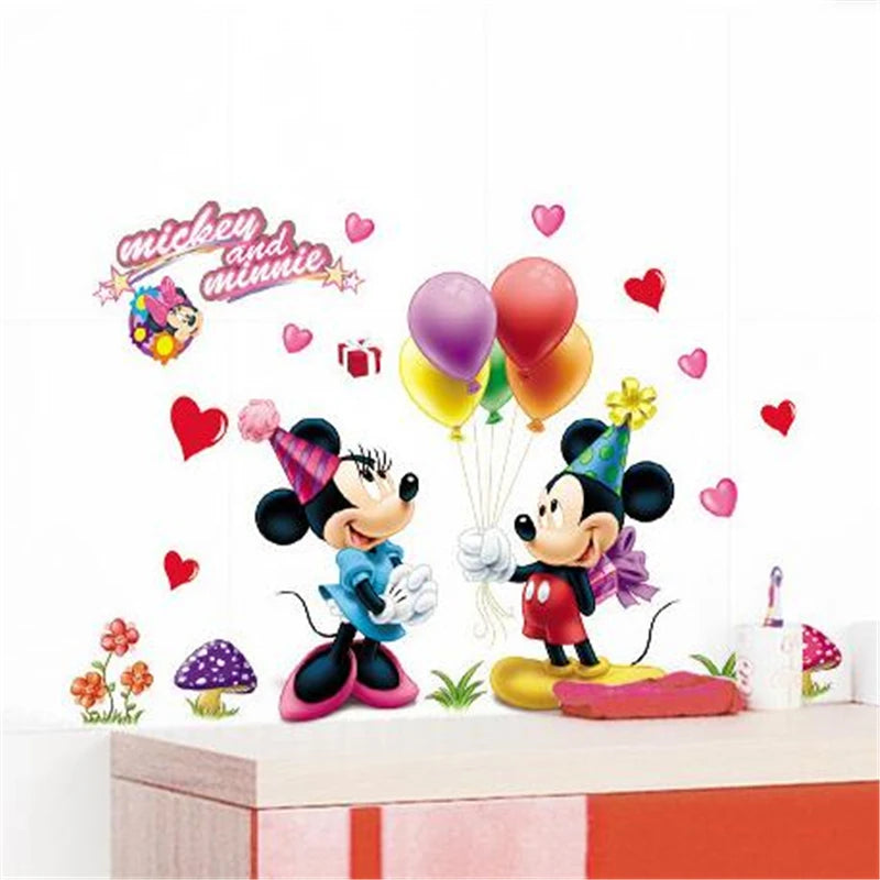 autocollant mural mickey minnie mouse dessin animé décoration chambre enfant sticker mur décoratif pvc