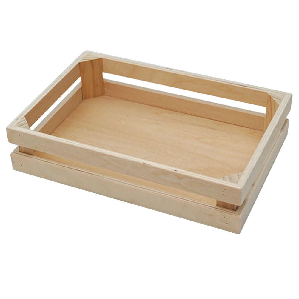 Panier de rangement en bois rouge rectangulaire