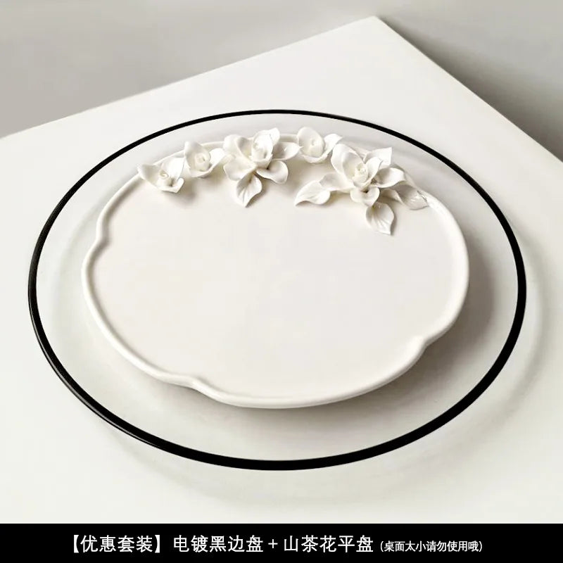 vase decoratif blanc roses relief porcelaine classique tasse bol plat boite rond coeur carreeDecoration
