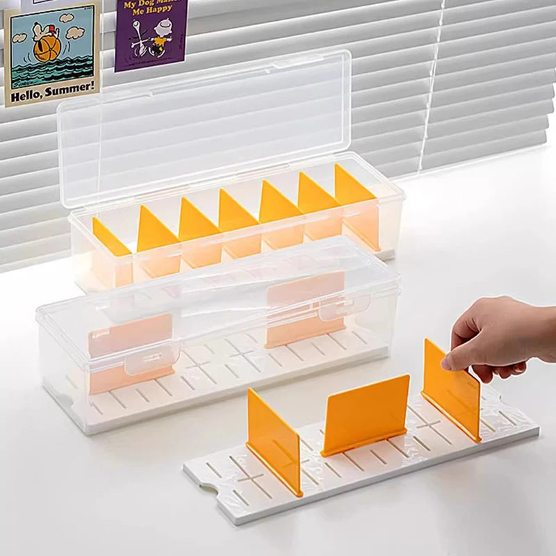 boîte rangement cartes transparente séparateurs réglables poignées moderne réutilisable respectueuse environnement articles divers organiser