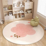 tapis rond nuage enfant moderne rose clair antidérapant 80x80cm 120x120cm salon chambre