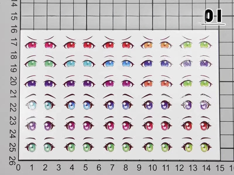 autocollants yeux stylisés multicolores dessin animé adhésifs argile polymère ultra légères diy bricolage travaux