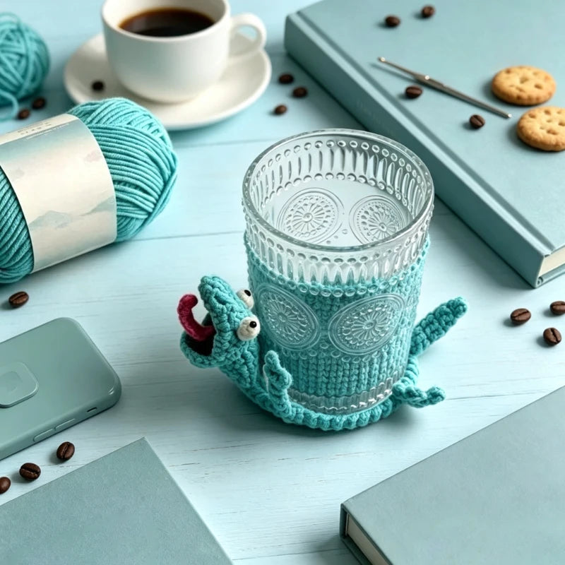dessous verre forme crocodile vert bleu turquoise motif spirale créatif animalique original table