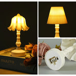 lampe table veilleuse fleur led blanc plissé classique adhésif interrupteur chambre coucher