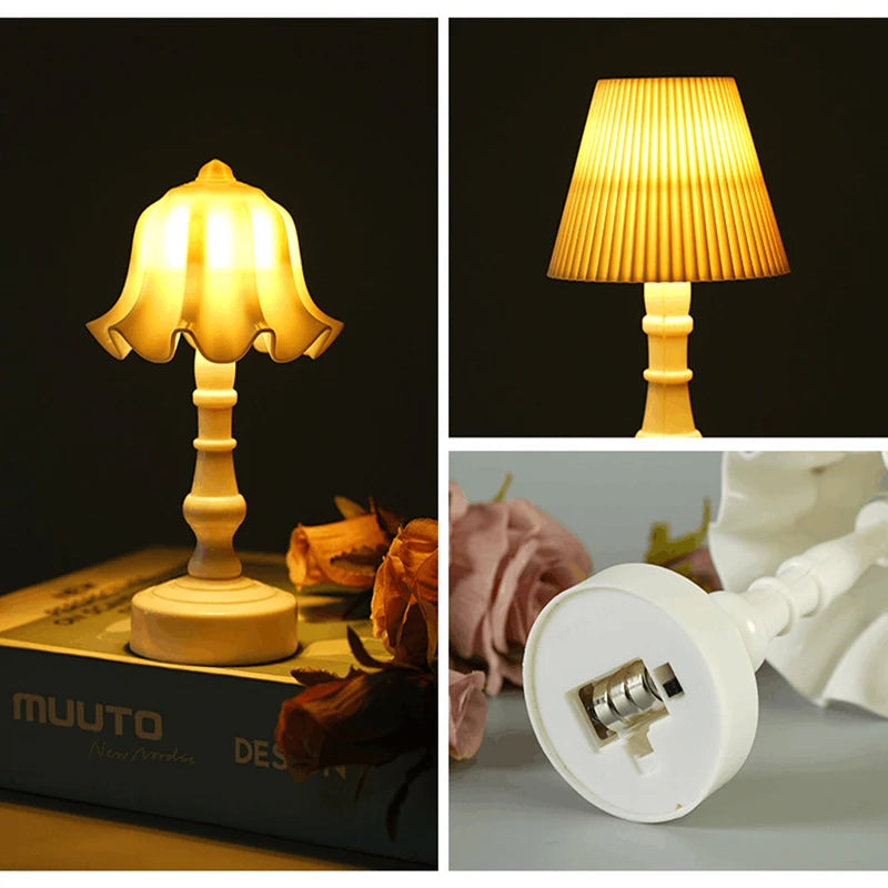 lampe table veilleuse fleur led blanc plissé classique adhésif interrupteur chambre coucher