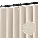 rideau douche moderne imitation lin beige opaque ourlet lesté crochets métalliques black
