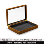 boîte bijoux bois marron clair grille compartiments collier bracelets cadeau anniversaire classique adhésif