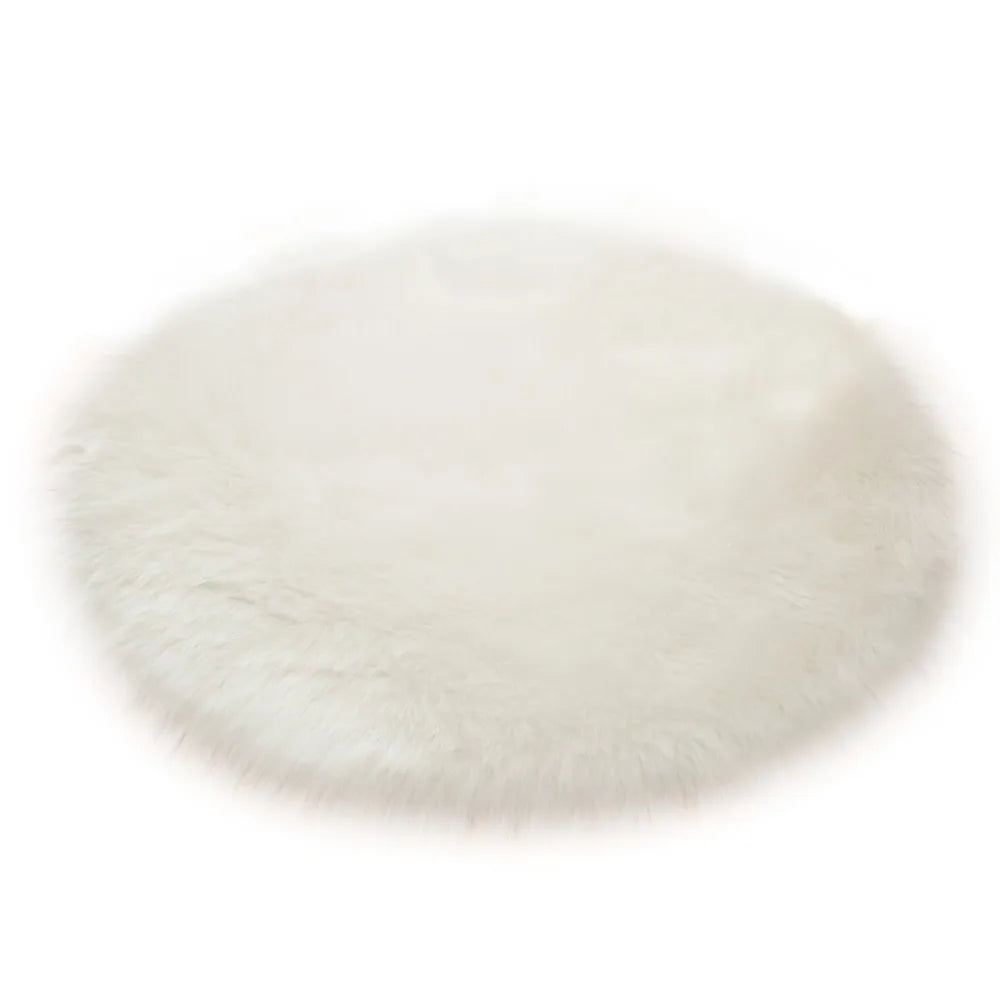 tapis rond doux fourrure synthétique blanc moderne sans BPA PVC 30 50 70 cm