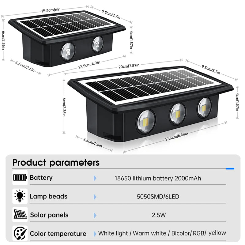 lumière solaire murale moderne adhésive led multicolore ip65 étanche jardin camping