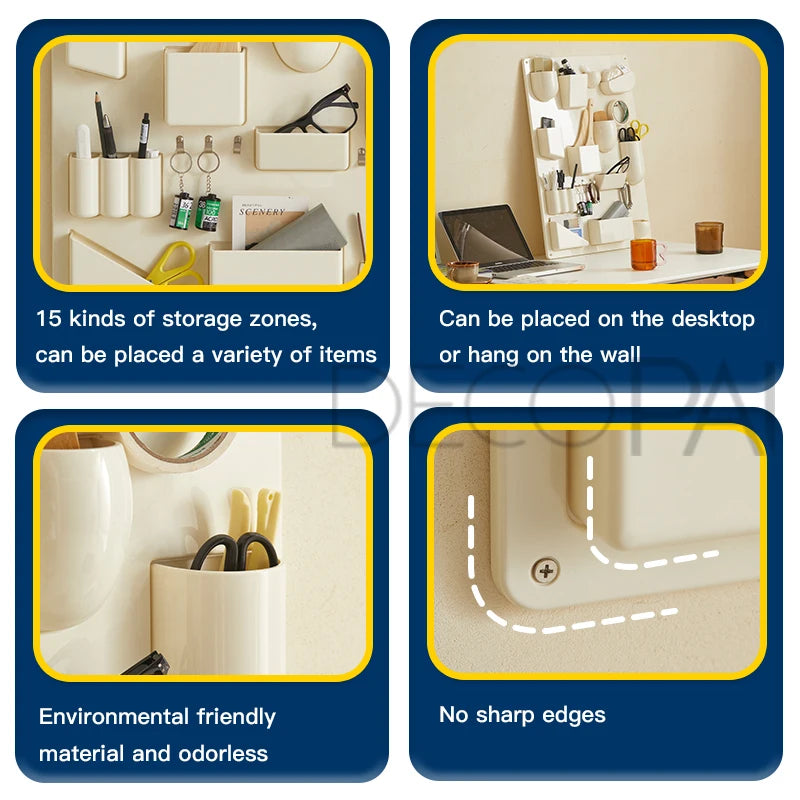panneau rangement mural moderne beige clair 15 compartiments vis fixation boîtes outils chambre