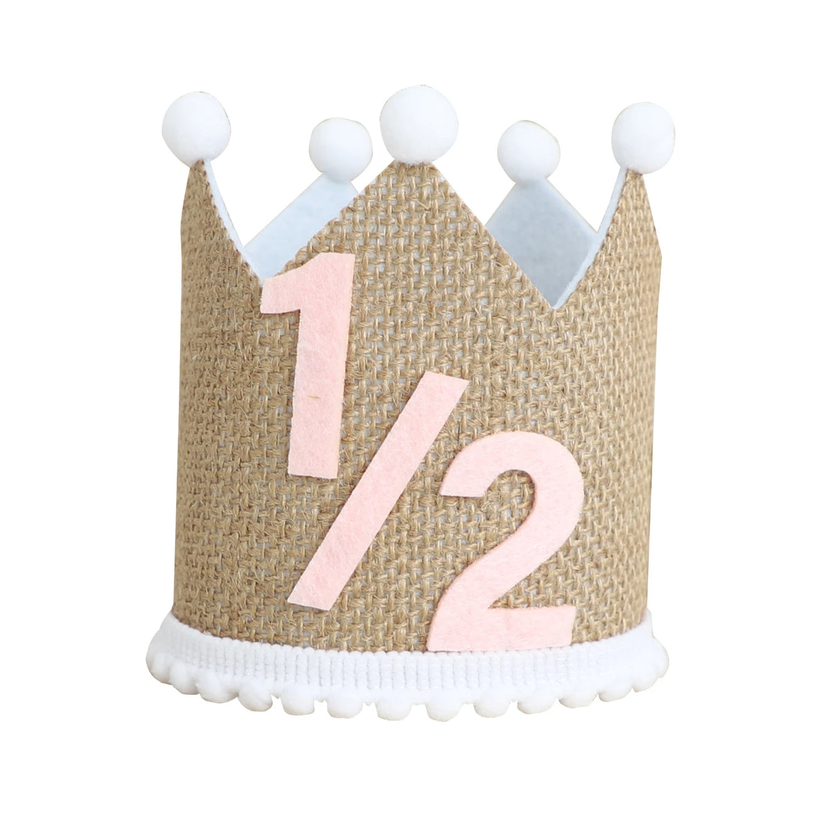 couronne décorative marron blanc bleu rose pompons chiffres anniversaire enfant photo rustic