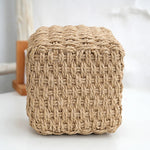 paniers tissés main gris blanc marron clair rustique opacité organisation maison decoration