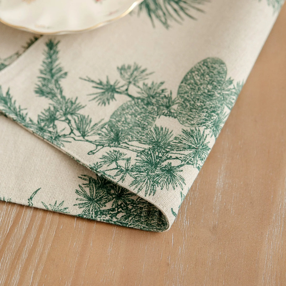 serviettes table imprimées branches oiseaux beige vert classiques respectueuses environnement pasteuriales 13x19 pouces
