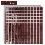 carreaux muraux auto adhésifs mosaïque carrée moderne marron foncé vert résistants eau pack 10