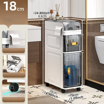 rangement moderne étroits 18cm blanc gris transparent serviettes cosmétiques salle bain salon pliable respectueux