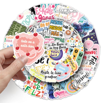 autocollants graphiques divers motifs brillants scrapbooking 50 pièces stickers décoratifs inspirants phrases motivantesscrição