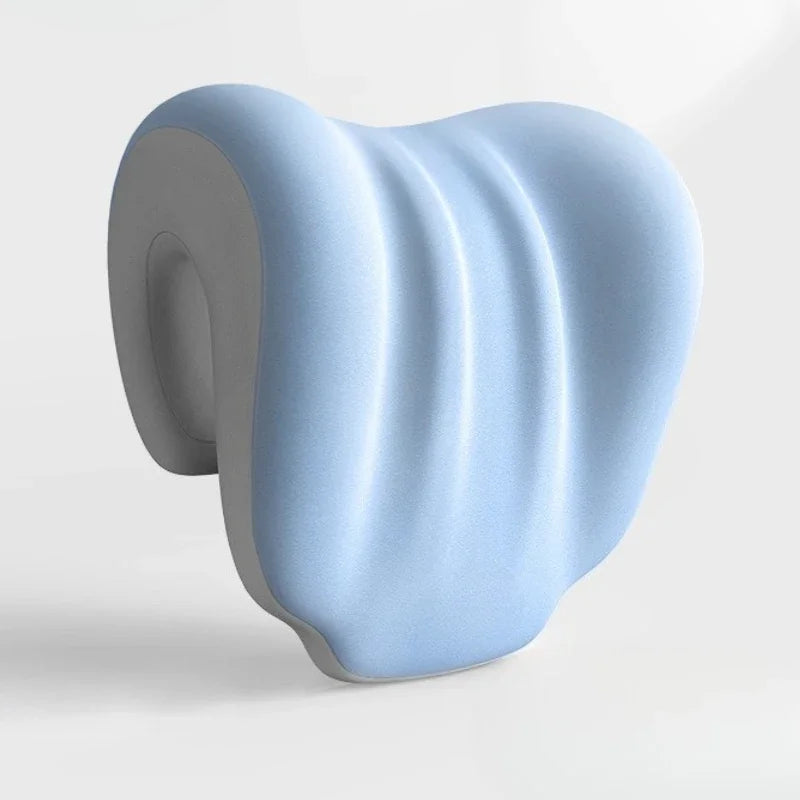 coussin repos ergonomique mousse mémoire forme concave bleu clair gris contemporain soutien cou cervical