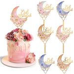 décoration gâteau or rose bleu boho chic pique bois fleurs géométrique İslam fête