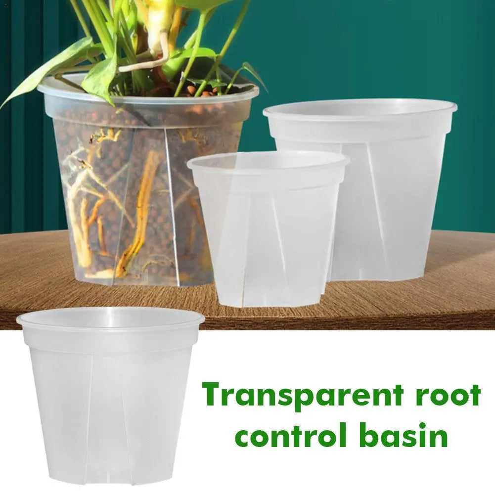 bassin contrôle racinaire transparent moderne pot jardin fleuri ornemental plastique blanc perforations couvercle