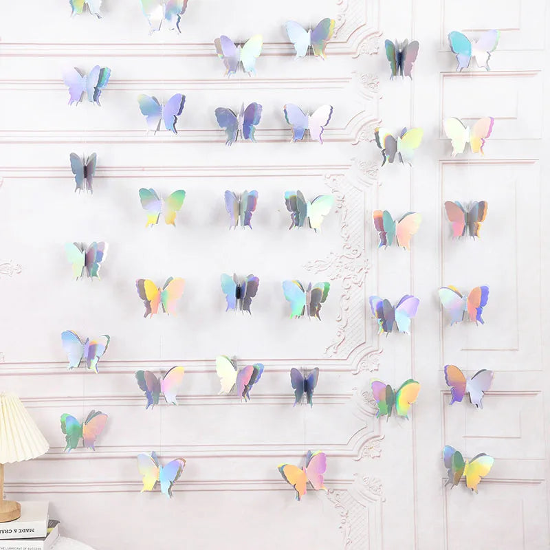 guirlande papillons 3d multicolore moderne adhésif mariage anniversaire décoration événement festive