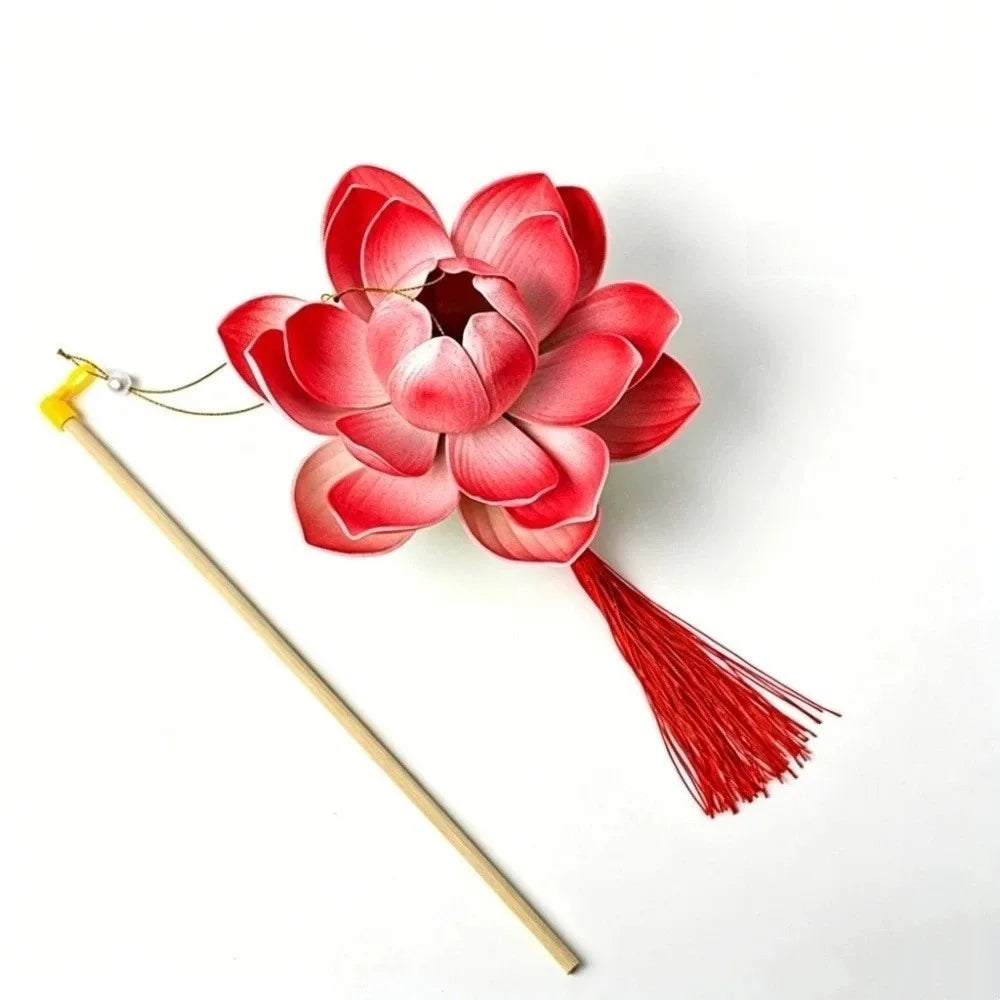 lanterne fleur lotus papier plissé motif floral tassel tringle portable anniversaire mariage