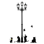 sticker mural noir silhouettes chats oiseaux lampe perron adhésif artisteintérieur decoration opacite creative animated