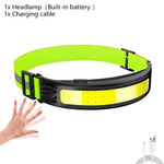 lampe frontale led rechargeable usb pêche chasse camping étanche modes luminosité bandes ajustables interrupteur