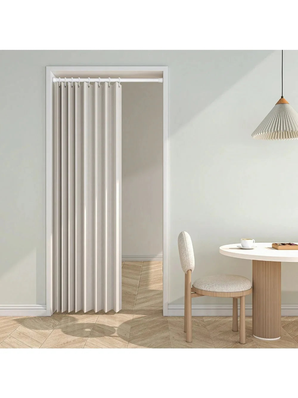 rideaux plissés crème barre isolation moderne extérieurs porte coulissante polyester fil teint minimaliste