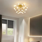 Suspension moderne or boules translucides 54 ampoules led grande taille chambre salon