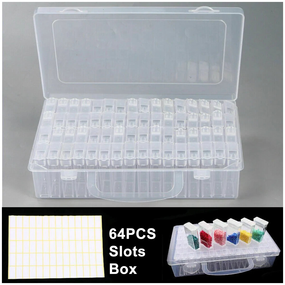 boîtes rangement transparentes 64 compartiments compartiments petits modernes organisation pratique autoétiquetables