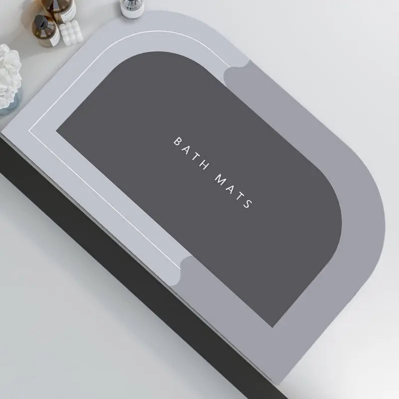 tapis bain gris vert moderne minimaliste lavable main machine usage maison salle bain