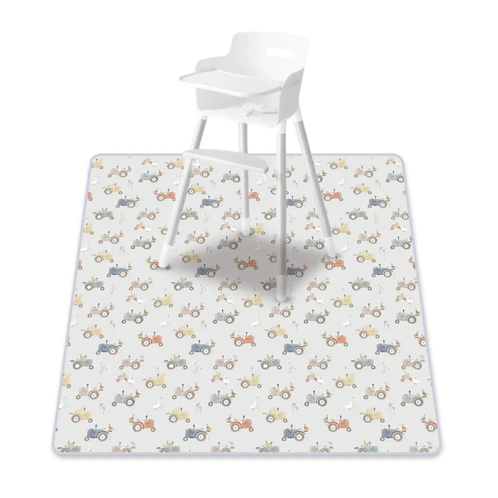 tapis imperméable anti dérapant voitures rayures dinosaures fleurs moderne enfantin blanc orange bleu vert