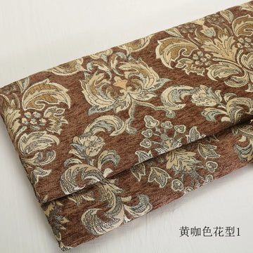 tissu canapé chenille brocart motif floral rouge marron beige rembourrage décoration maison classique