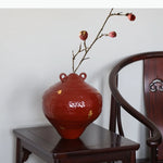 vases décoratifs modernes rouge doré texture ondulée feuille or hydroponique fleurs séchées