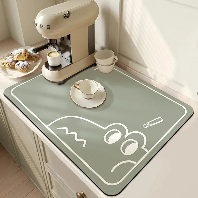 tapis absorbant diatomée noir motif litchi moderne imperméable table cuisine
