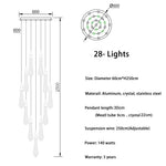 suspension lumineuse moderne cristal doré transparent gouttes verre led