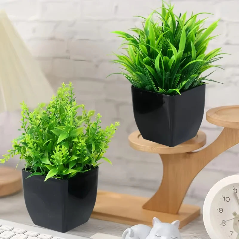 plantes artificielles vertes feuilles fines moderne pot noir extérieur décoration anniversaire mariage