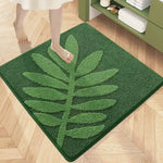 tapis bain microfibre carré motif fleurs moderne doux absorbant salle bain vert blanc