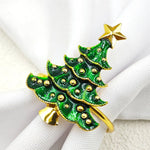 anneaux serviette arbre noël or vert argent décoration festive table hiver noël ornement métal