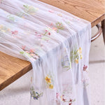 nappe décorative florale transparente vert clair blanc printemps mariage décoration table verte festive