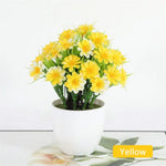 Décoration intérieure bouquet artificiel violet rouge rose jaune pot blanc moderne fête