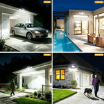 lampe solaire extérieure détecteur mouvement ip65 208 led contemporaine noire autoinstallation