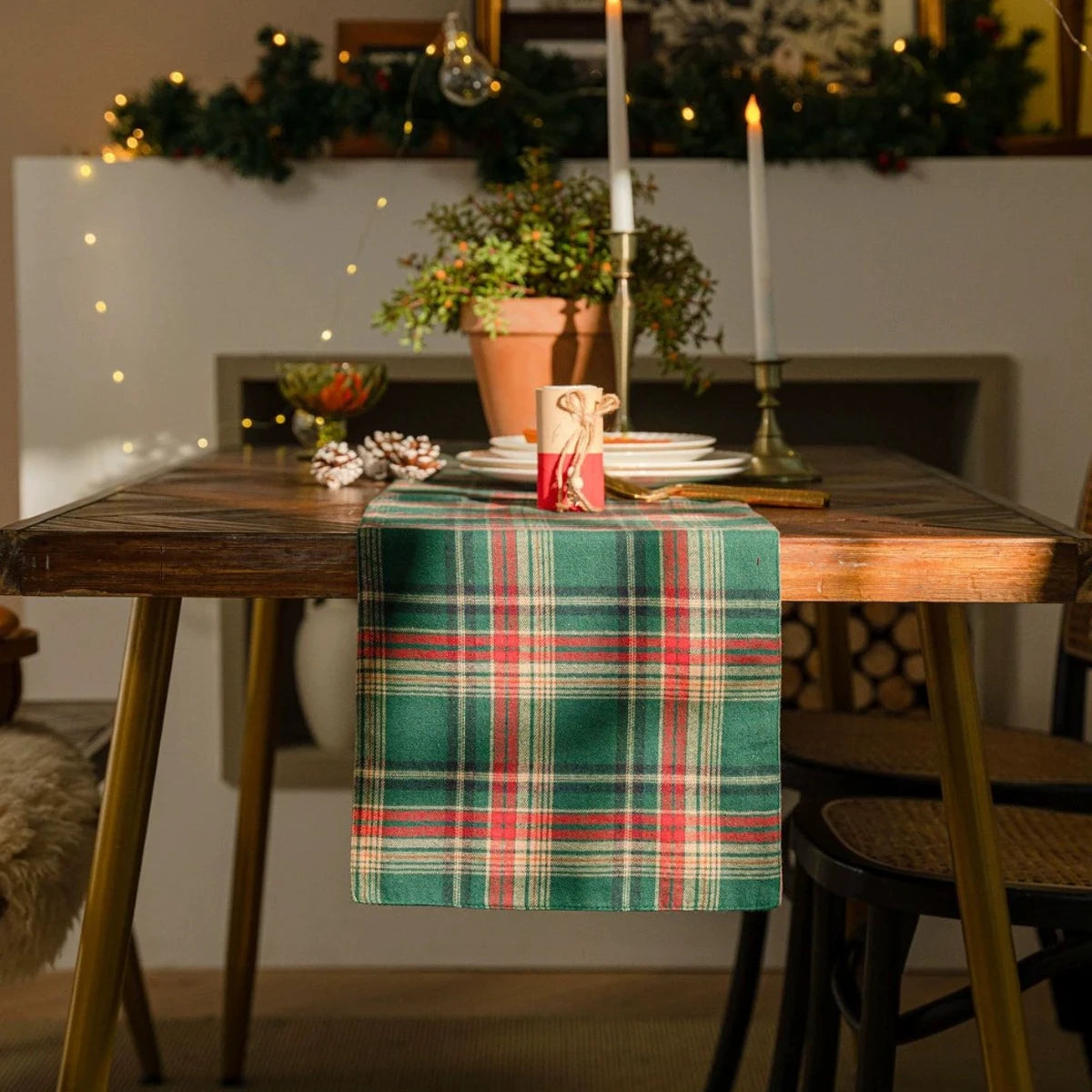 chemin table carreaux écossais vert rouge noël classique halloween pâques action grâce mariage coachellaRGBOpaque