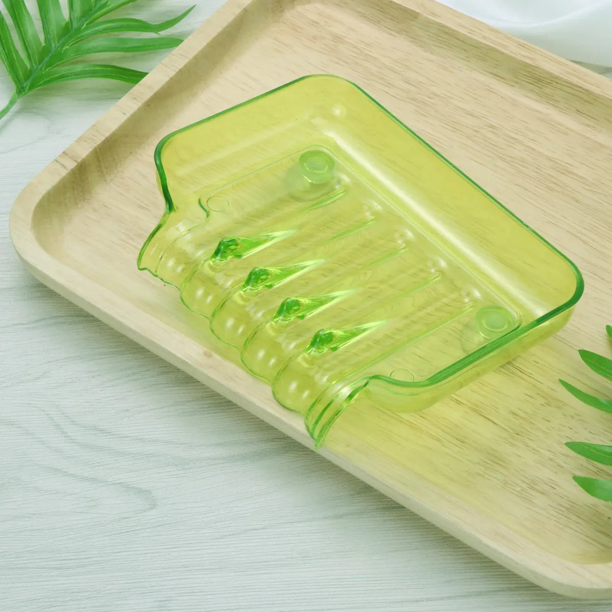 support savon vert clair rayures horizontales moderne égouttoir fixations salle bain