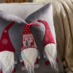 housse coussin brodée rennes noël traditionnelle décorative coton polyester gris beige vert bleu rouge