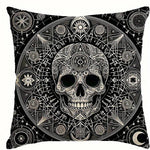 taies d'oreiller gothiques crânes étoiles noires blanches maison lit 45x45cm polyester peachskin