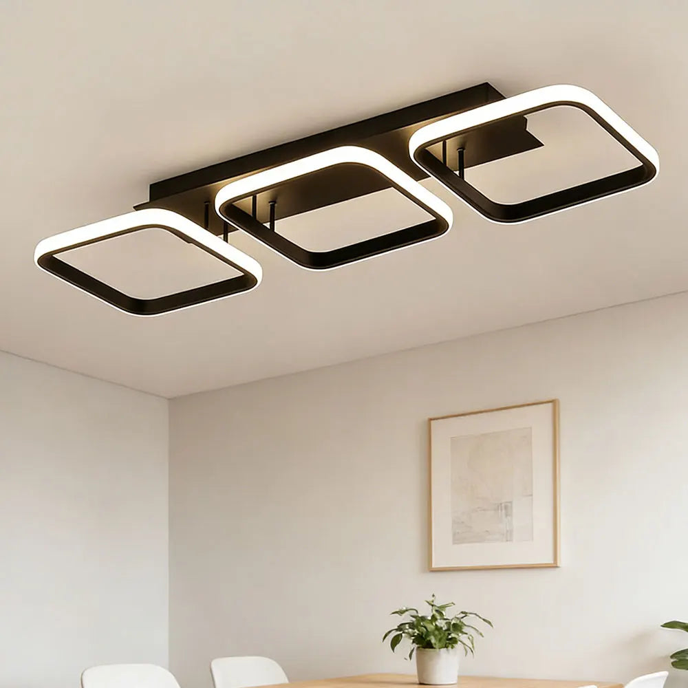 plafonnier led moderne noir rond géométrique acier poli minimalisteintérieur chambre salon