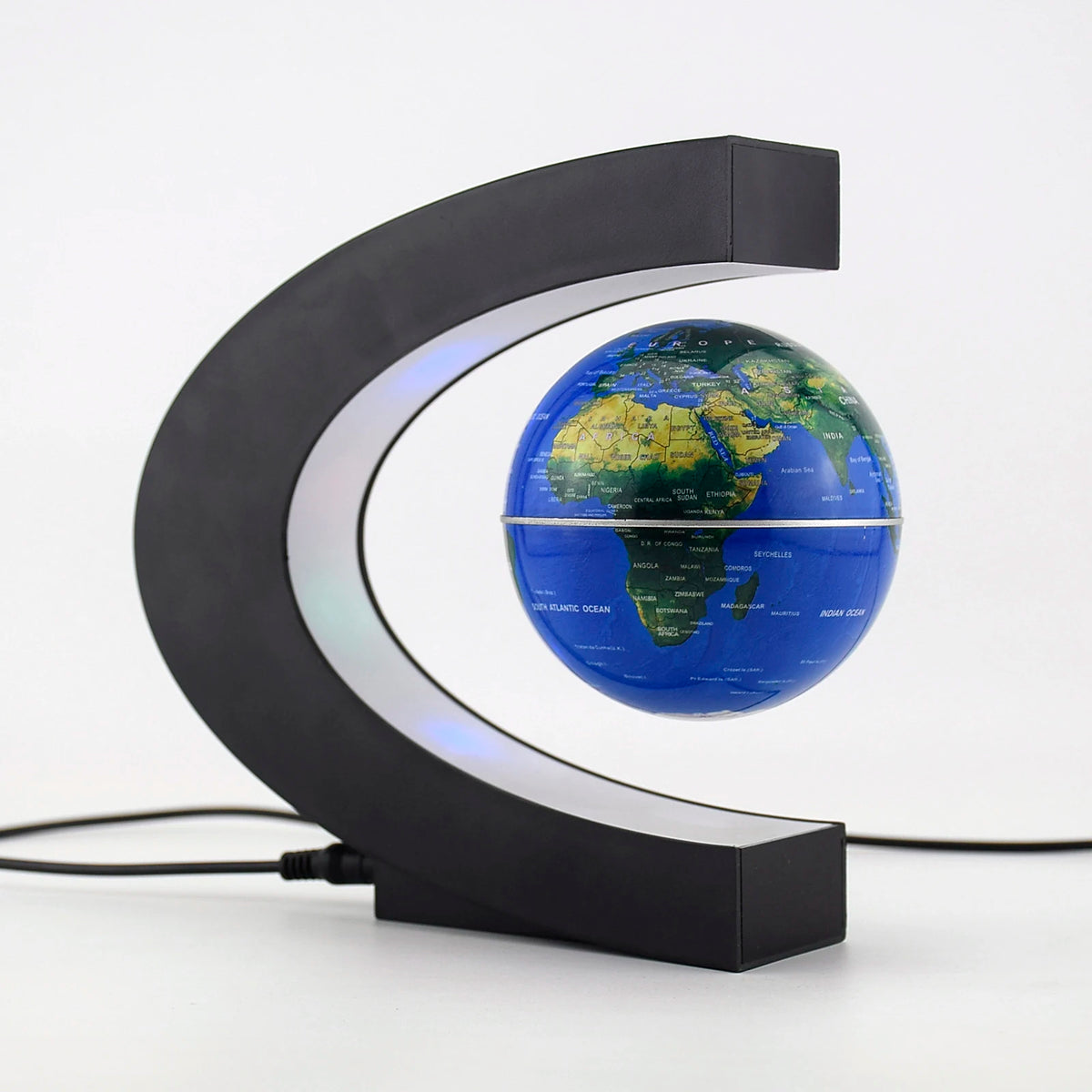 globe magnétique flottant cartographie mondiale led noir bleu doré moderne chambre coucher