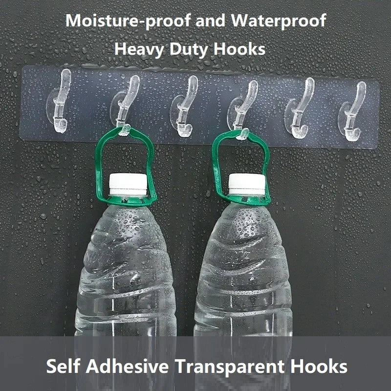 crochet mural autoadhésif transparent serviettes brosse gant moderne salle bain cuisine multifonctionnels pack
